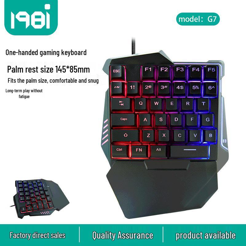 G7 One-Handed Mechanical Gaming Keyboard with Color Backlight for PUBG Esports