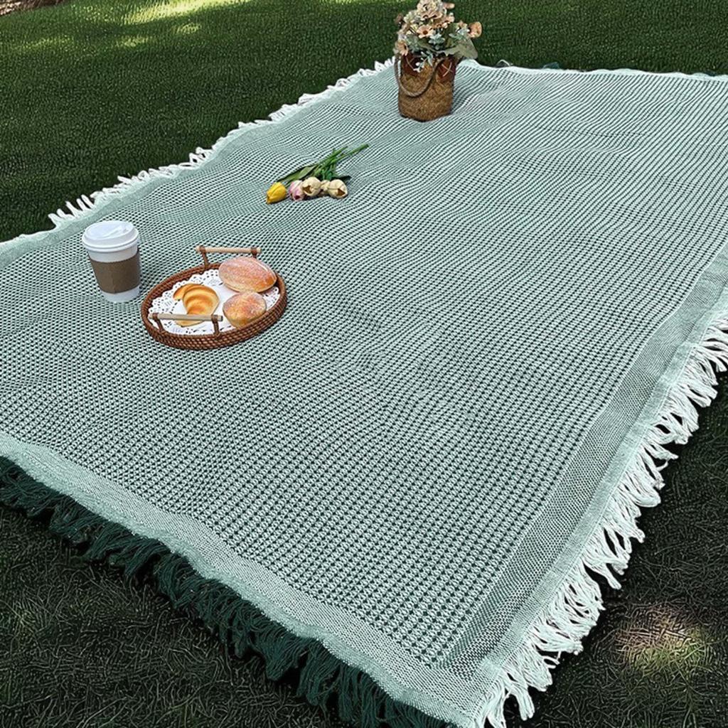 CAPASTEC Leisure Picnic Scandinavian Suitable for All Bed Kotatsu Multifunctional Machine with Waffle Stain Deep Green Sheet, Sheet, Tablecloth,
