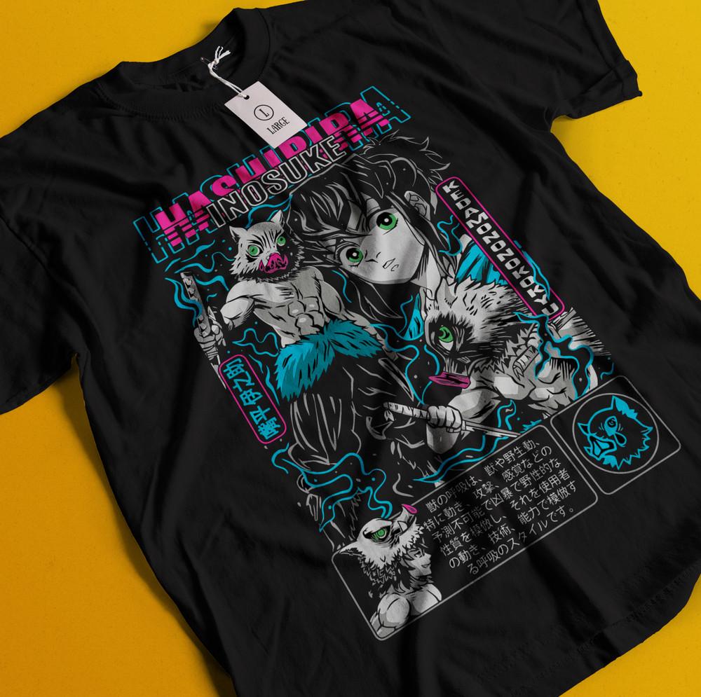 

Demon Slayer Shirt Inosuke Tshirt Zenitsu T-Shirt Muzan Doma Tee Tanjiro Nezuko L