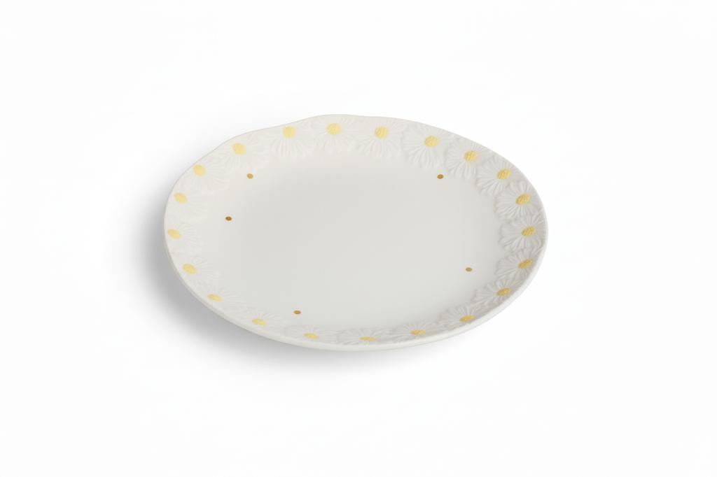 Ceramic Breakfast Dessert Plate 21 Cm Elegant Design Daisy Line