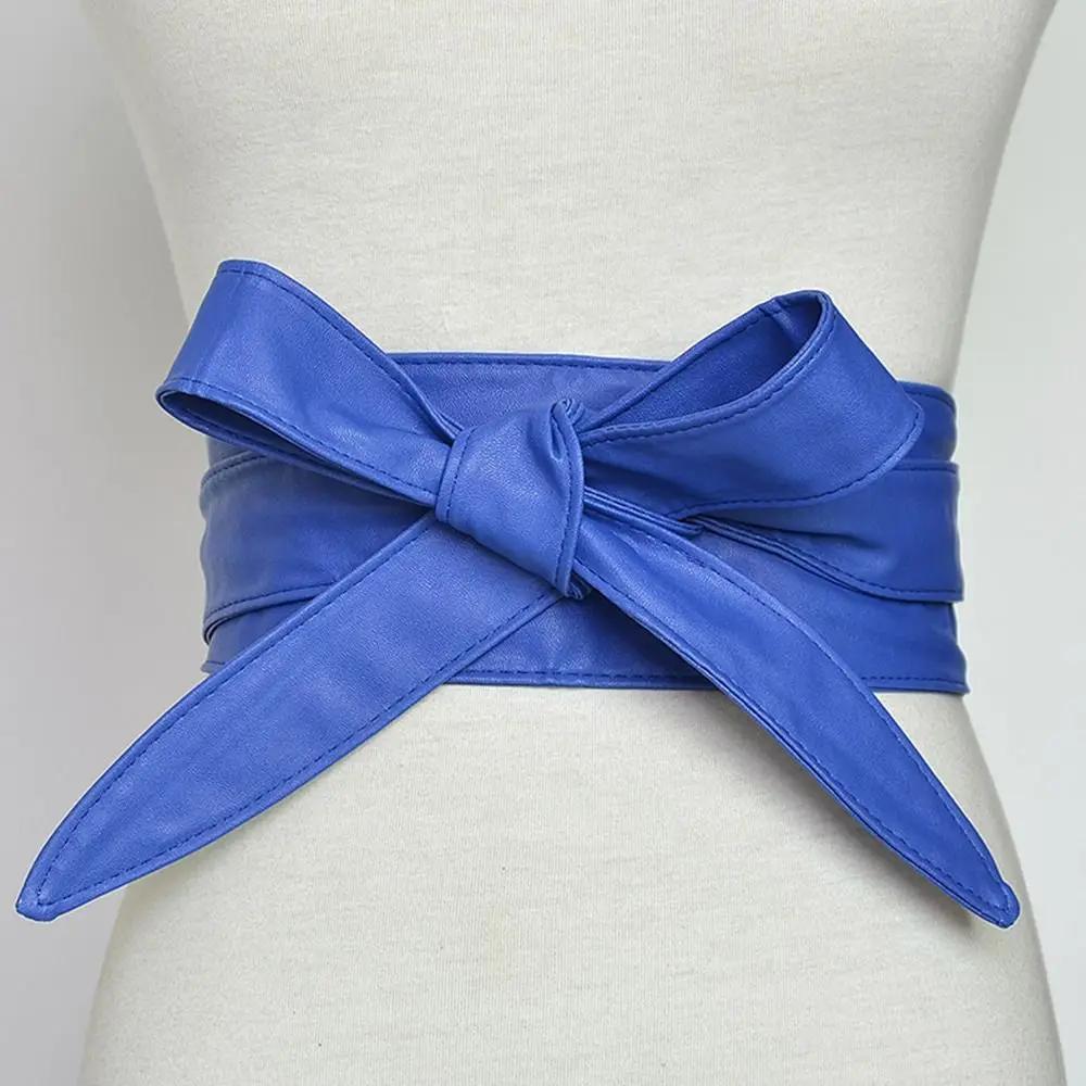 Luxury Slim Fit Simple Wrap Bowknot Leather Belt Ladies Dress Cummerbands Wide Waist Band Corset Waistband
