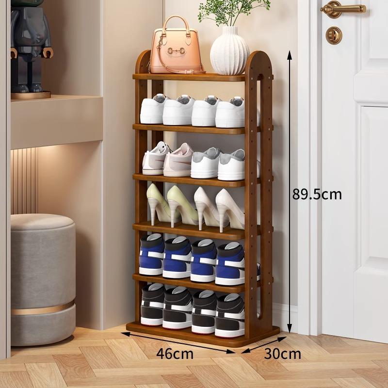 Adjustable Solid Wood Shoe Rack - Slim Entryway Organizer for Small Spaces Multi-Tier Storage Shelf for Dorms/Apartments &Closet