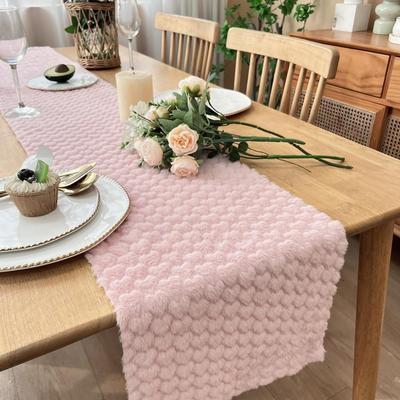 Valentine Day Table Decor Valentine's Day Table Runner 3d Heart Design Faux Rabbit Fur Decor Elegant Holiday Centerpiece