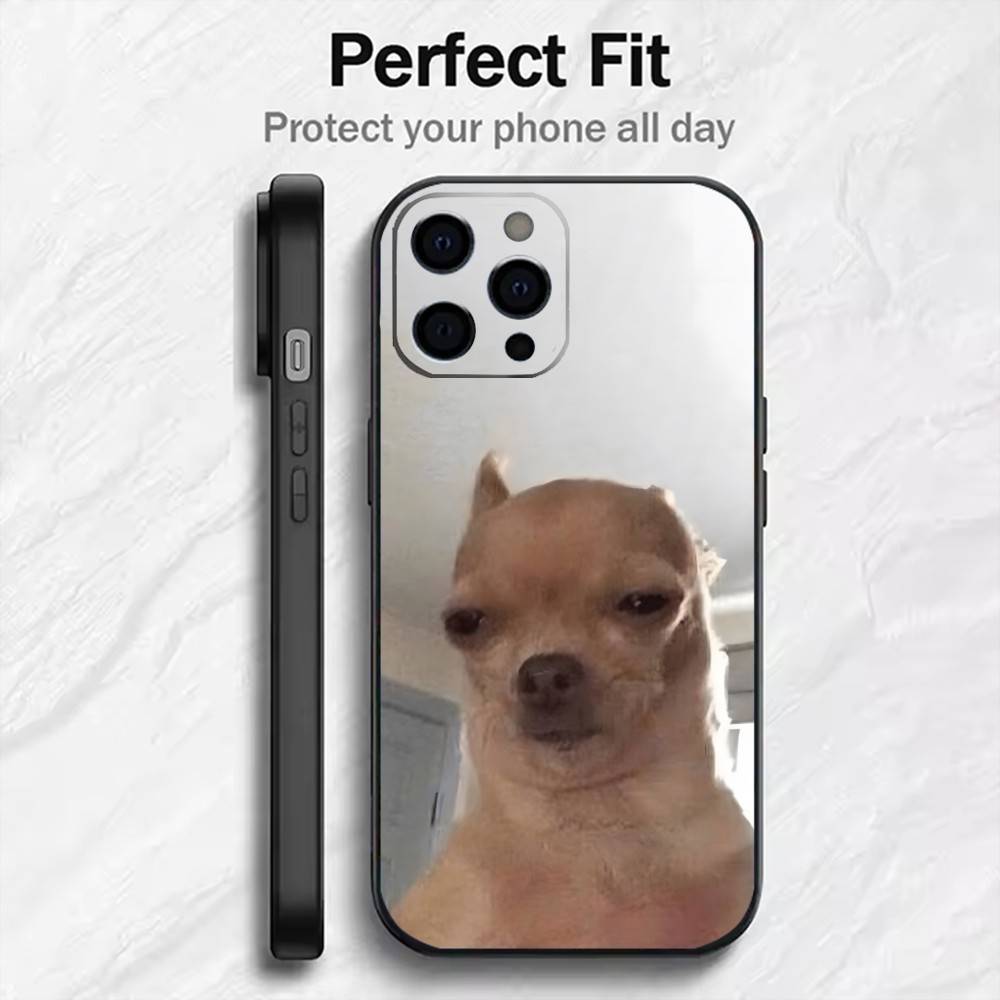 

The Memes Of Chihuahua Phone Case For iPhone17,16,15,14,13,12 Plus,Max Soft Silicone Black Cover iPhone15