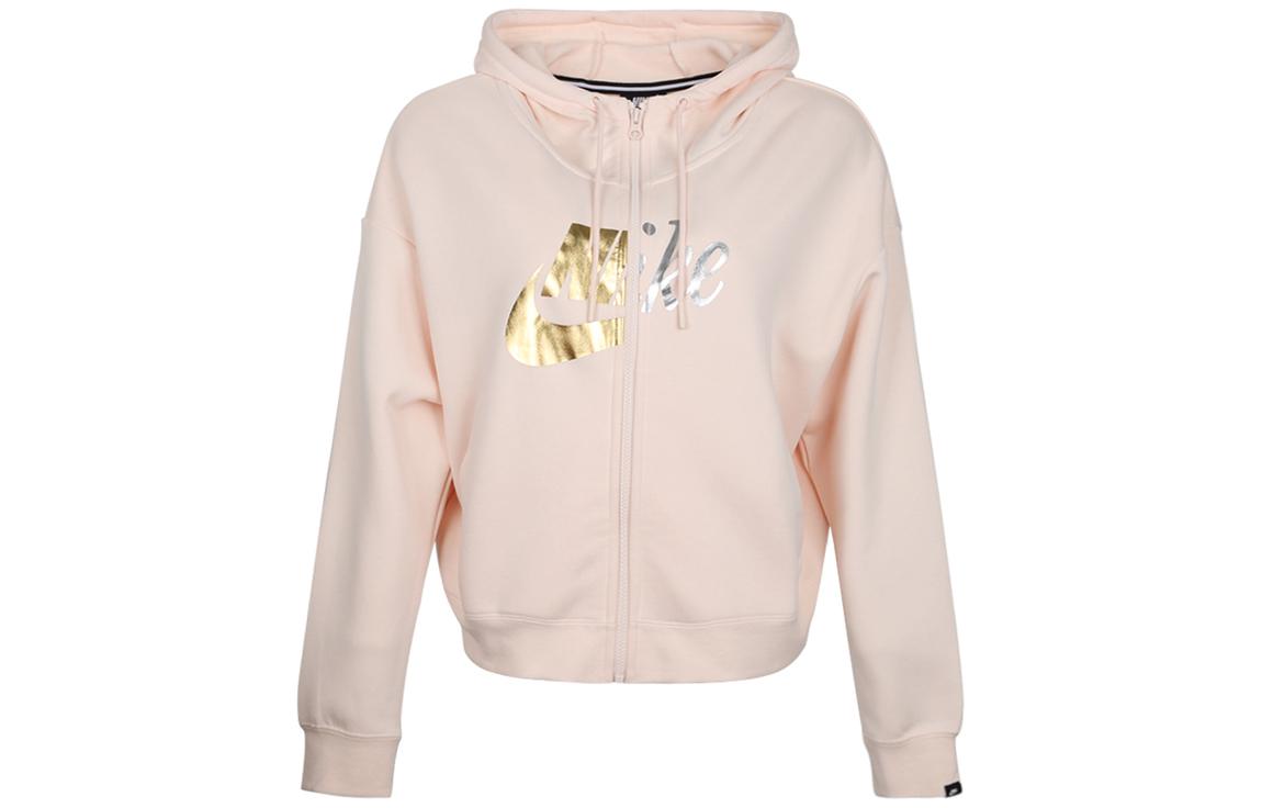 Nike Sweatshirts Women s Pink Hooded Moderate Cardigan AJ0091-838 XL