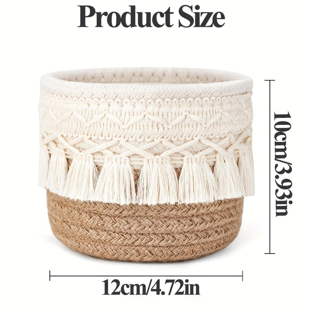 1pc Round Woven Cosmetic Storage Basket,Makeup Brush Holder, Cute Vanity Organizer Box for Home Decor,Ideal for Storing Pencils