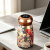 Stainless Steel Insulated Tumblers with Temperature Display, Decorative Florals Print Mini Thermal Cup for Office Desk Tea Coffee Beverage