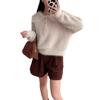 Doll Collar Imitation Mink Fleece Sweater Pullover Autumn and Winter New Loose Soft Waxy High-end Knitted Sweater Top Women