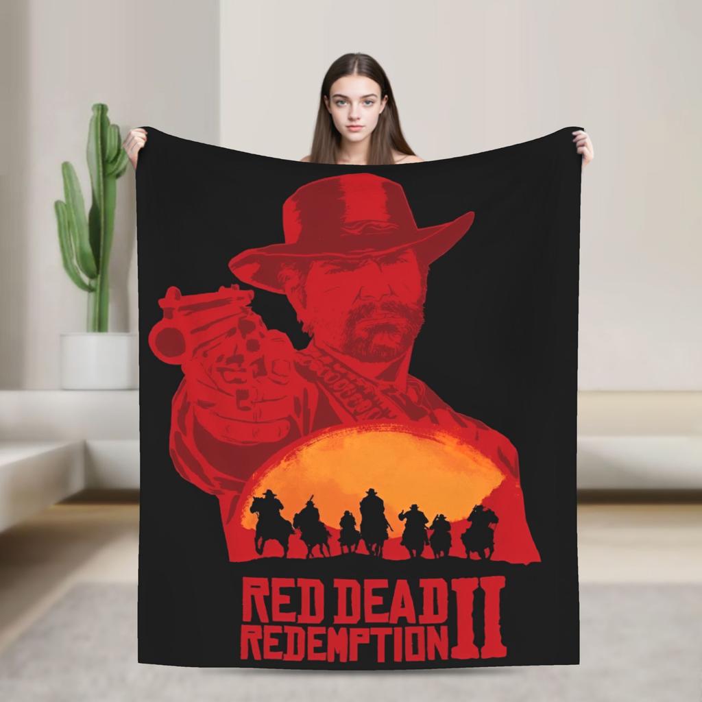 Soft Blanket Airplane Travel Red Dead Redemption 2 Bedding Throws Flannel Bedspread For Couch Chair Pattern Sofa Bed Cover
