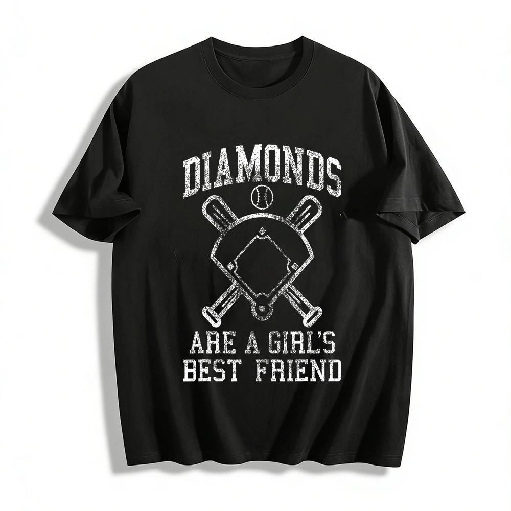 Diamonds Are A Girl s Best Friend Baseball Graphic Top Pure cotton T-shirt XXS