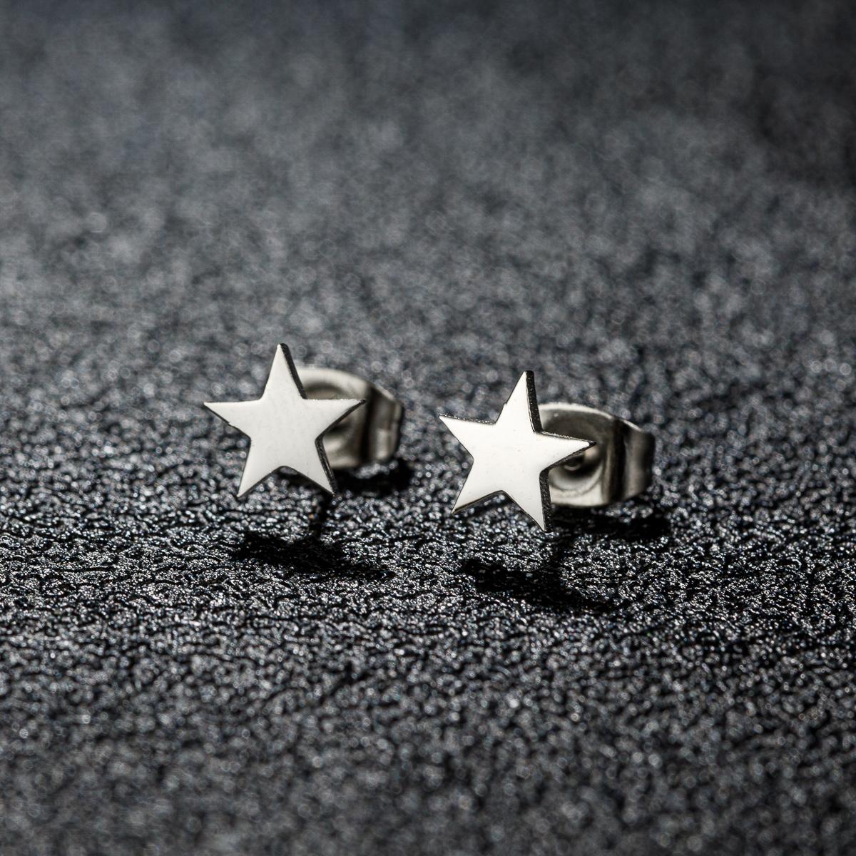 1 Pair New Minimalist Stainless Steel Mini Five-pointed Star Stud Earrings From Japan and South Korea Fashionable Small Earrings