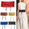 Fashion Women Dress Bowknot Faux Leather Lace Wide Decor Belt Girdle Waist Band EMA