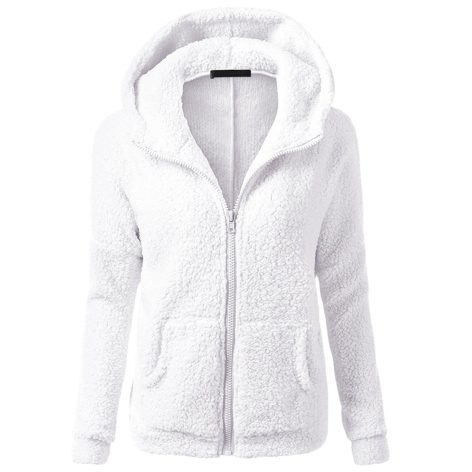 

2025 Women s Autumn/Winter Hooded Plush Zip-Up Sweatshirt 2XL