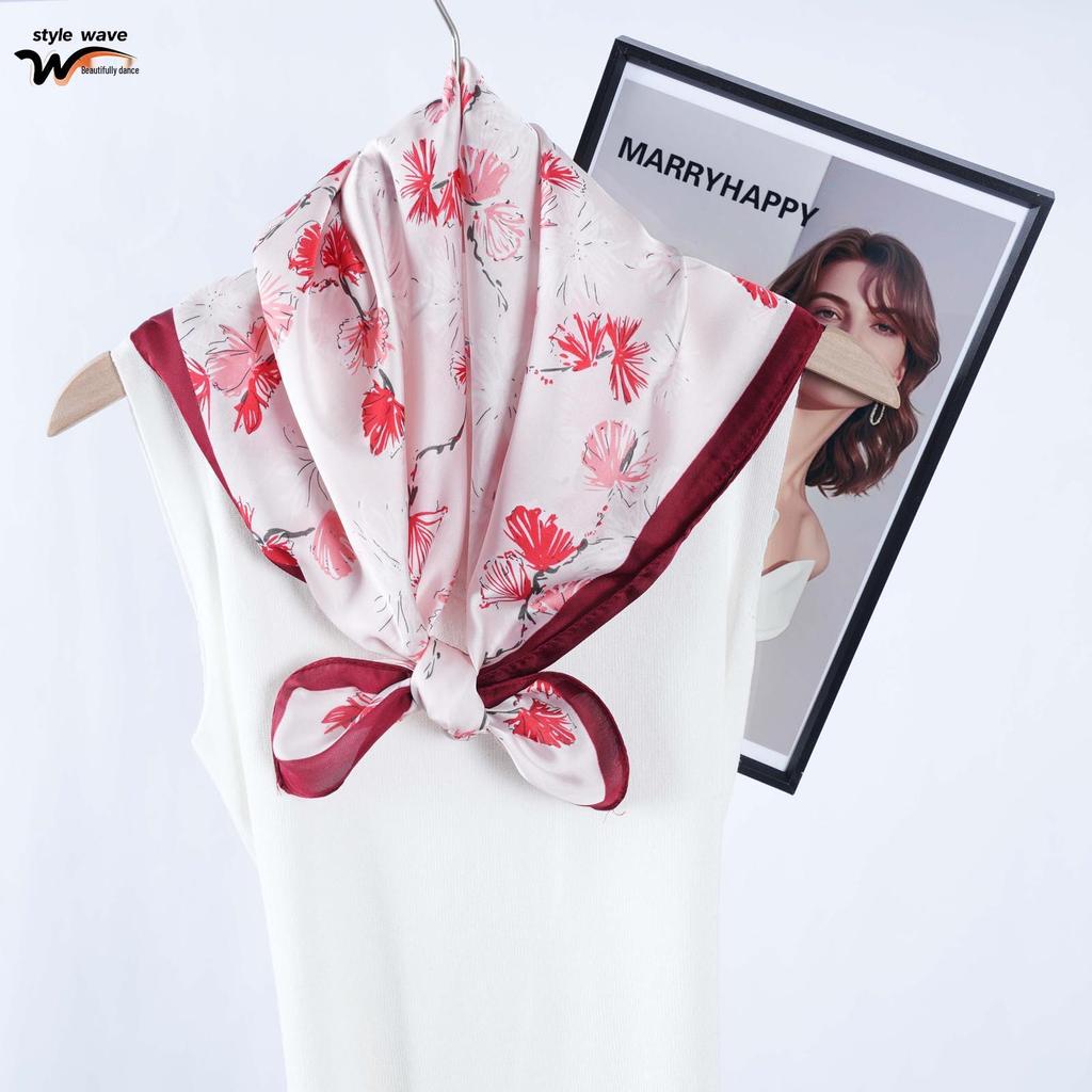 Fresh Pastoral Daisy Print Silk Scarf: Women's Spring/Summer Sun Protection & Versatile Neck Scarf