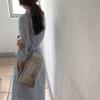 Spring Summer Women Long Dresses Striped Lace Up Cotton and Linen Shirt Dress