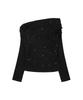 FANCY CLUB Eyelet Cowl One-Shoulder Top (Black) F26Zb520