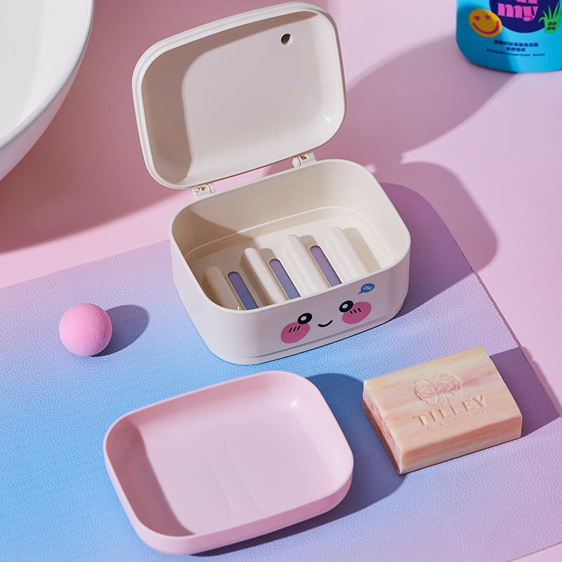 Plastic Soap Dispenser Box With Lid For Bathroom Storage And Drainage