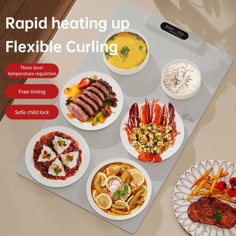 Electric Food Warming Mat By with 3 Adjustable Temperatures And Timers Food Warmer Foldable Perfect for Warming Coffee and Meals