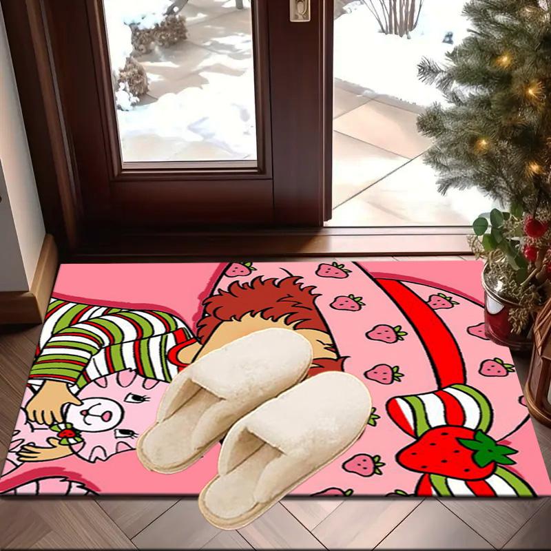 Strawberry Hat And Cat Carpet, Chair Rug,Rug for Office Bedroom living rooms, Doormat decor Fan Gift Christmas Gift
