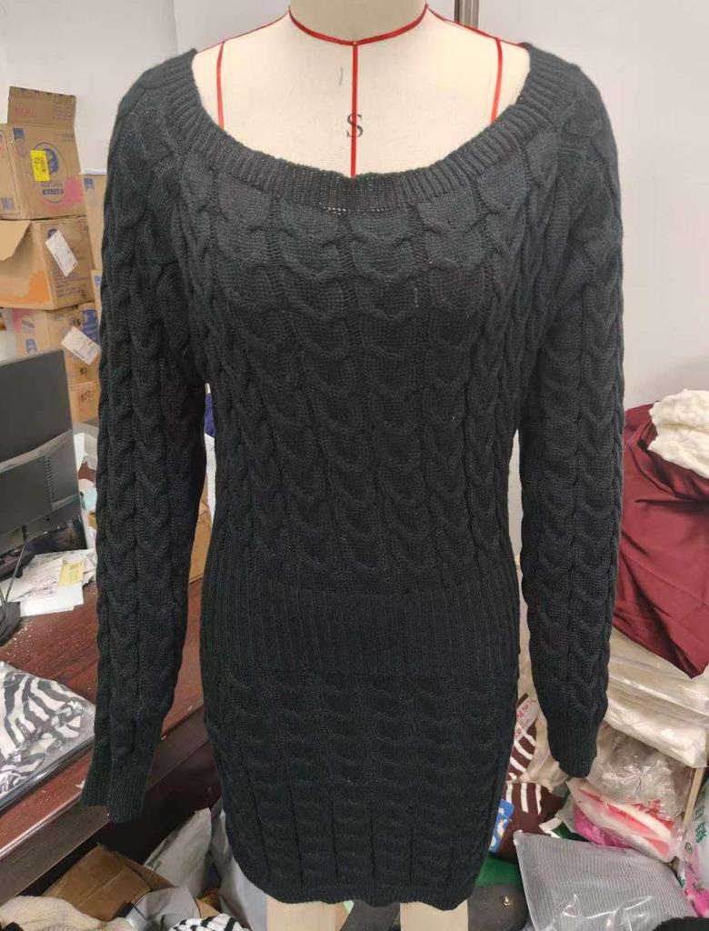 Women's Long Pullover Sweater Dress Long-sleeved Slim Clothes
