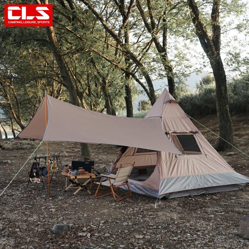 CLS 3-4 Person Indian Pyramid Outdoor Tent - Windproof, Rainproof, UV Protected, Folding Canopy for Camping