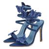 Eilyken Sexy Denim Butterfly-knot High Heels Women Sandals Hollow Out Ankle Strappy Shoes Summer Pointed Toe Zapatos Mujer
