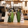 Miniature Festive Desktop Displays 6Pcs Wooden Christmas Tree Tabletop Decor Set, Rustic Star Topped Natural Wood Tiered Tray Mini Figurines,