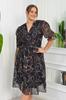 Women's Big Size Dress Plus Size Marble Patterned Chiffon Dress