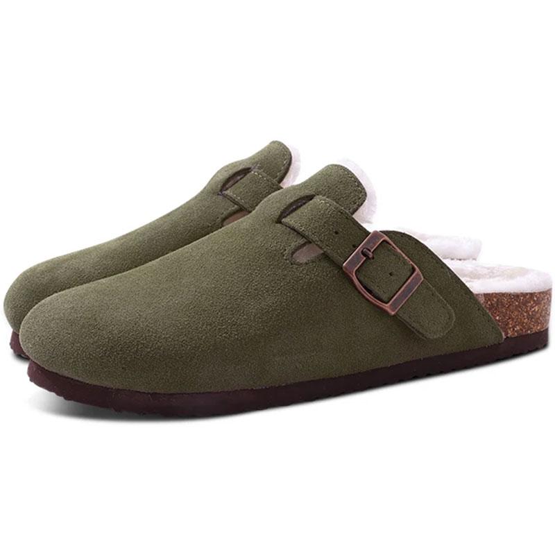 Fashion Kidmi New Women Clogs Men Clogs Suede Slippers Fashion Cork Footbed Leather Slippers Classic Mules Soft Antiskid House Slippers