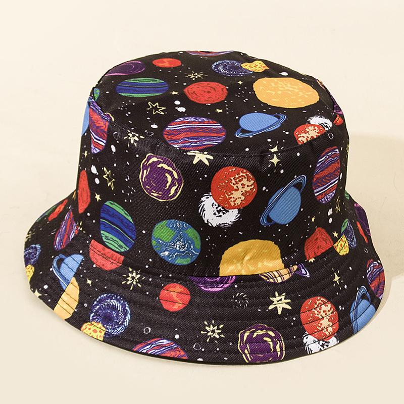 

Шляпа-ведро Фестивальная шляпа рыбака с граффити Шляпа Шапка-бини Шляпа с принтом планеты хип-хоп Шляпа-индивидуальность чёрный