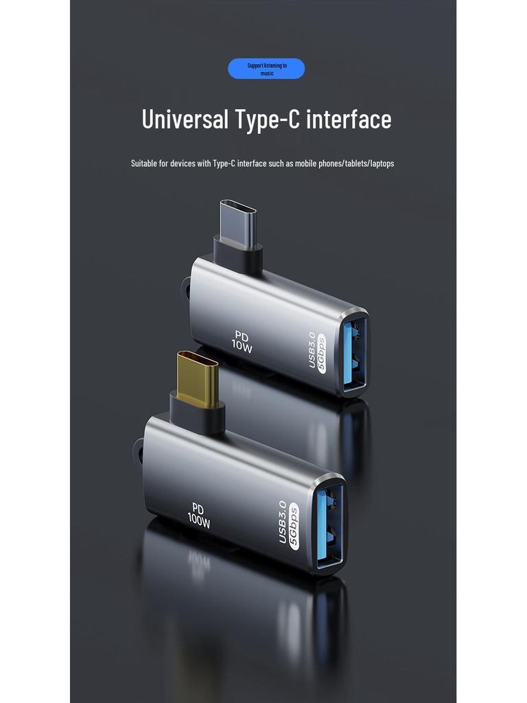 Type-C To OTG Adapter: High-Speed USB 3.0 Converter for Phones & Tablets, Fast Charging, PD 100W, 2-in-1