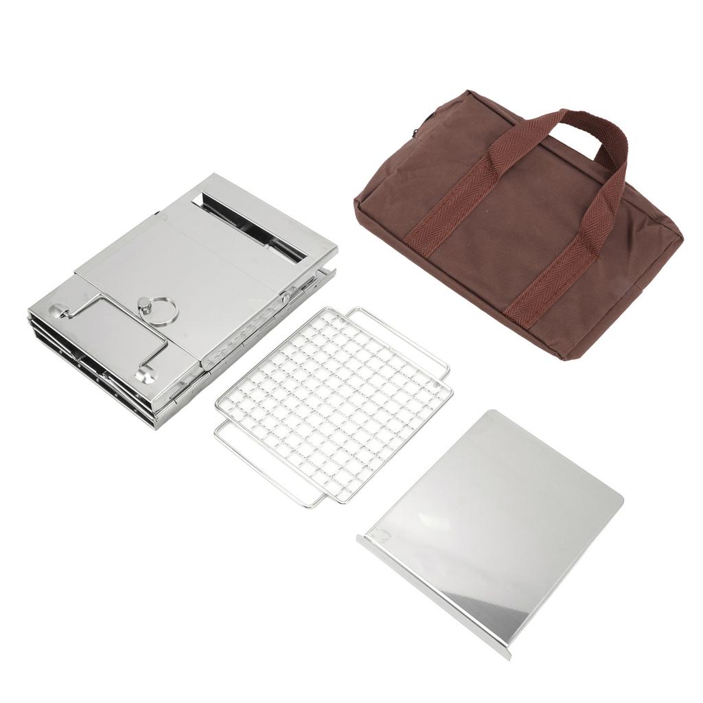 Camping Wood Stove Foldable Stainless Steel Integrated Mini BBQ Grill for Warm Outdoor Picnic