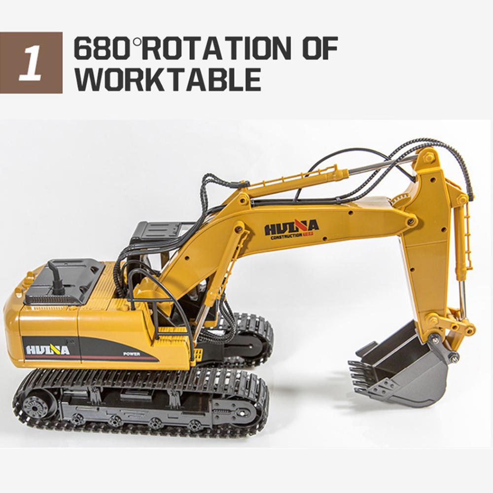 HUINA 1535 Remote Control Excavator 1/14 Engineering Vehicle 2.4Ghz RC Car 15 Channel Truck Car Model Kids Boys Toys Kids Gifts