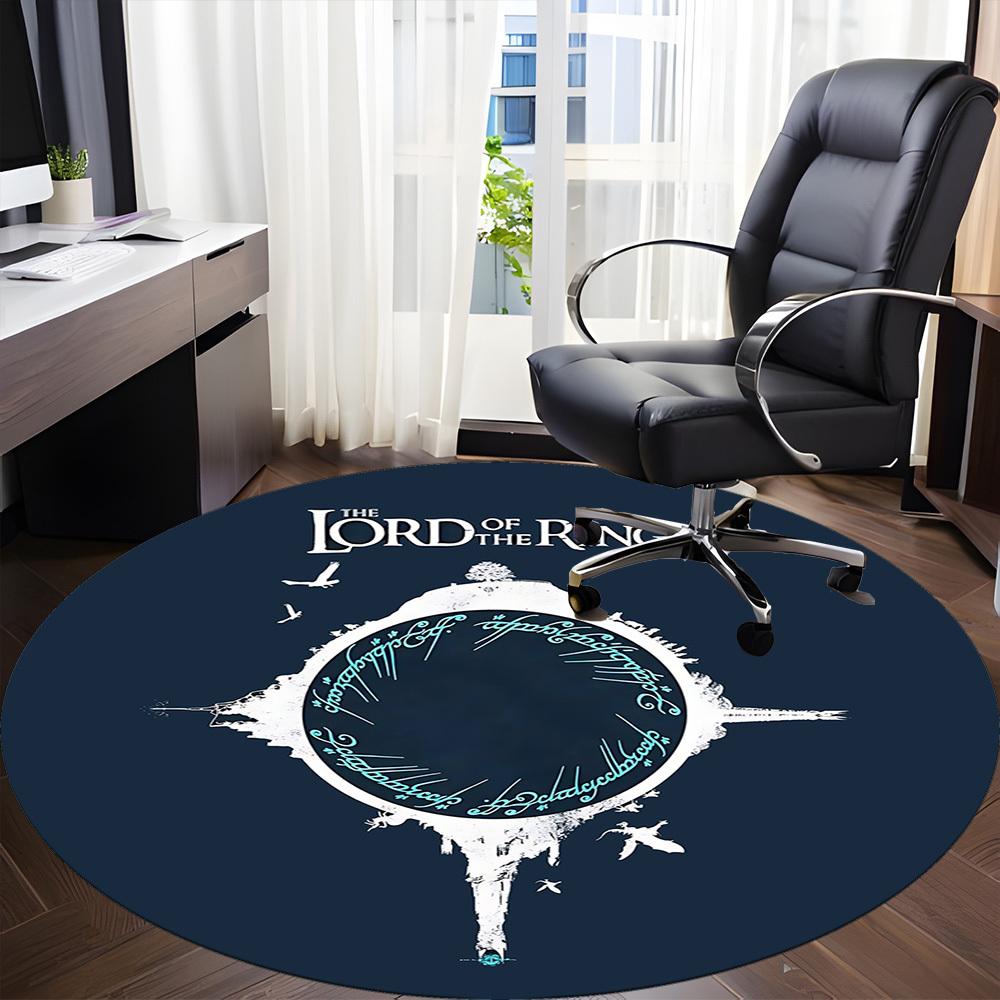 1pc Lord of the Rings Office Round Area Rug, Indoor Mat Suitable For Office, Under Office Chairs Bedroom Living Room Home Decor, Room Deco