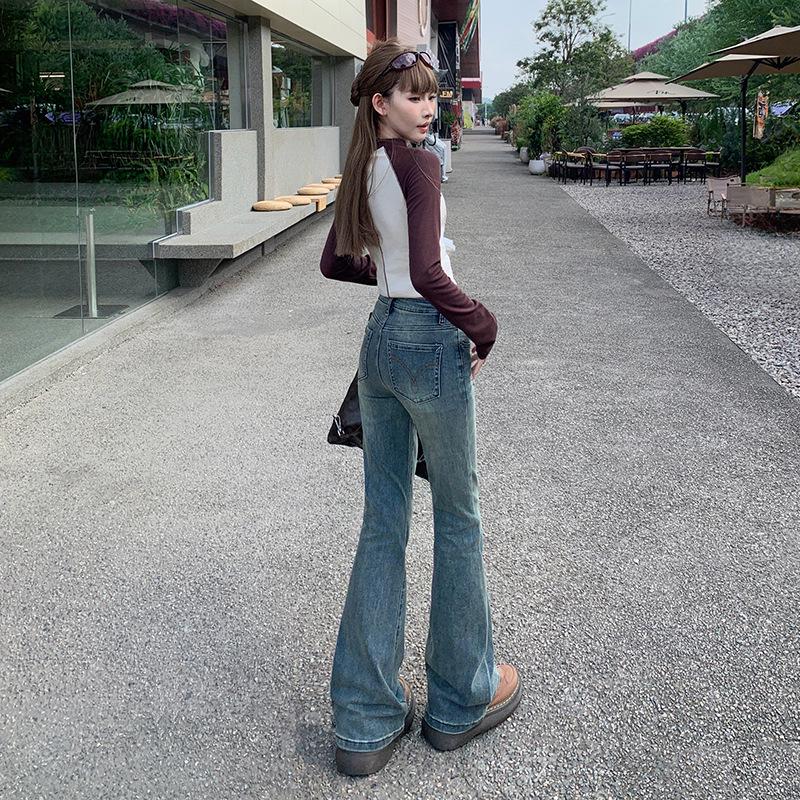 2025 Women's High-Waisted Retro Micro-Flare Jeans - Elastic, Hot Girl Style