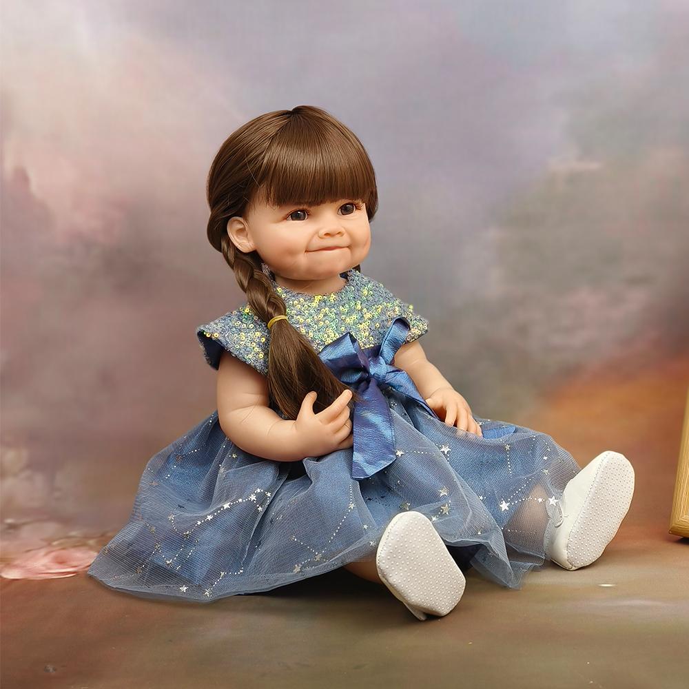 22 Inch Simulation Dolls Princess Dress Reborn Doll Soft Vinyl Washable DIY Hairstyles For Children's Christmas Gifts