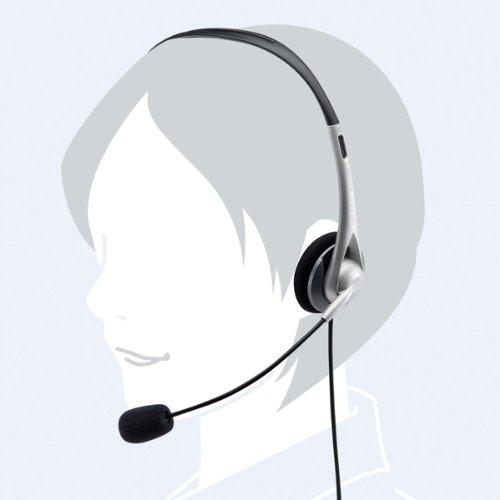 SANWA SUPPLY USB Headset/Headphones, Wired, Omnidirectional Microphone, Lightweight, Compatible with Skype, Zoom, and Teams, Silver (MM-HSUSB16SV)