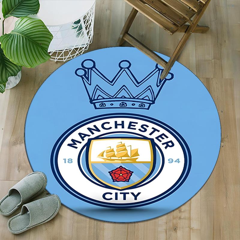 1pc Football Team Print Round Carpet Chair Round Carpet Suitable for Bedroom Living Room Home Decorative Carpet