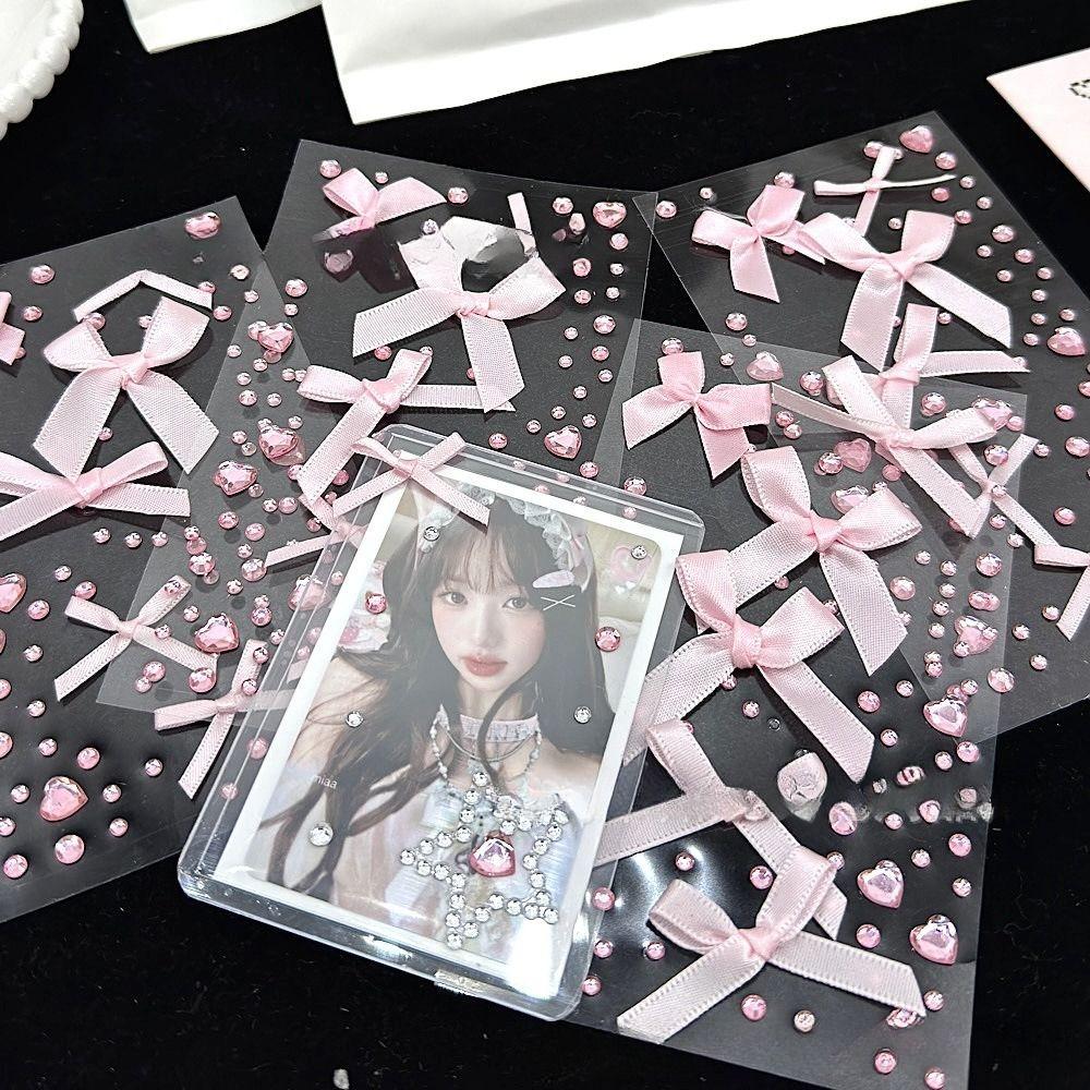 3D Kpop Photo Deco Stickers Pink Rhinestone Stickers  For Photo Card Holder