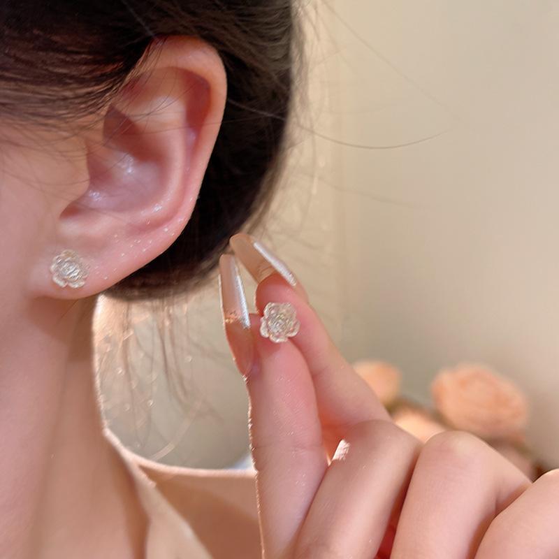 Vacation Style Dopamine Flower Earrings Women's Summer Sweet Temperament Versatile High-end Stud Earrings 925 Silver Needle Earrings