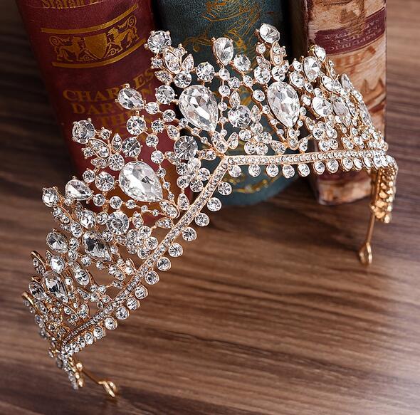 Newest Design European Red Crystal Crown Headwear Bridal Wedding Hair Accessories Jewelry Bride Tiaras Princess Crowns