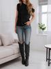 Women's One Shoulder Ribbed Knit Tank Top Loose Sleeveless Trendy Vest
