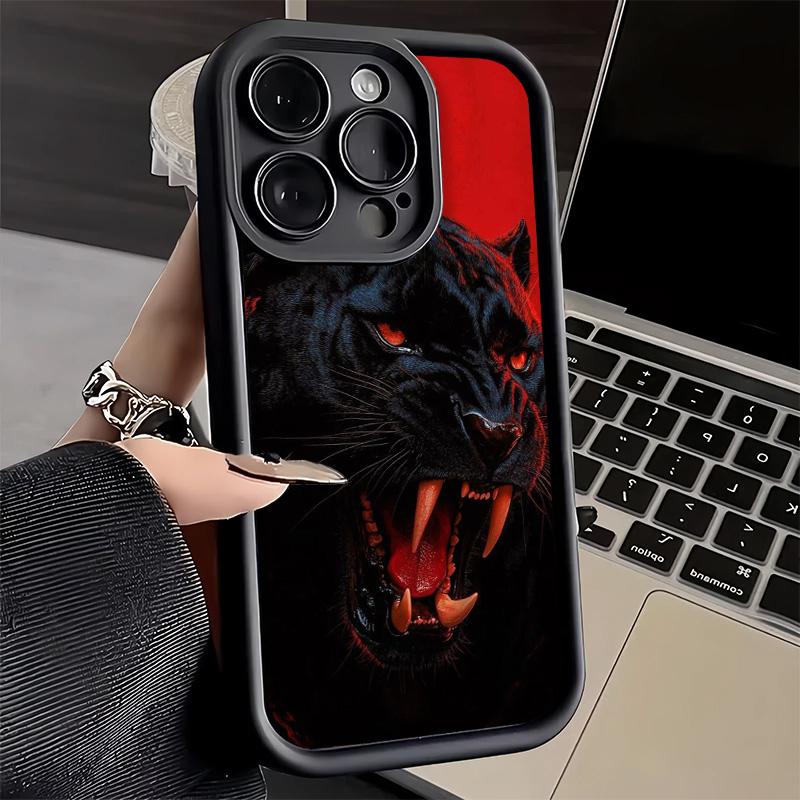 Phone Case for iPhone 17 Air 16E 15 16 Pro Max Black Panther Cool Animal Cover 14 Plus 13 12 Mini Soft Shell Silicone Fundas