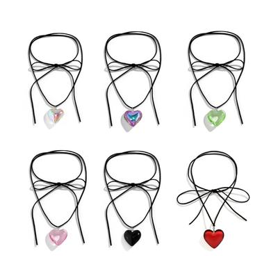 European and American Jewelry Novel Simple Love Pendant All-match Clavicle Chain Adjustable Wax Line Cold Wind Necklace