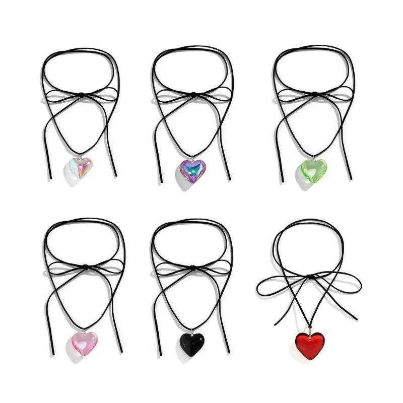 European and American Jewelry Novel Simple Love Pendant All-match Clavicle Chain Adjustable Wax Line Cold Wind Necklace