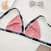 SPROT English Letters with Threaded Cotton Deep V Sports Bra Gathered Triangle Cup Without Steel Ring Comfortable Chest Wrap