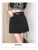 Women's Summer 2024 High Waist Gray Midi A-line Bodycon Skirt