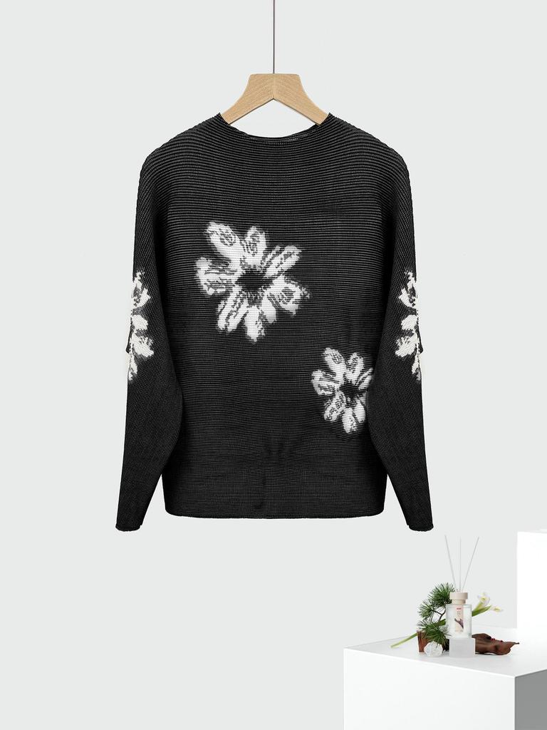 Women's High-End 2025 Printed Batwing Sleeve Plus Size Miyake Top