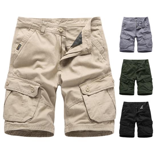 Summer Shorts Solid Color Soft Fabric Loose Trendy Zip Up Men for Home