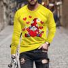 Spring and Autumn Round Neck 3D Love Printed Top Valentine's Day Themed T-shirts Fashionable Casual Long Sleeved Men's T-shirts